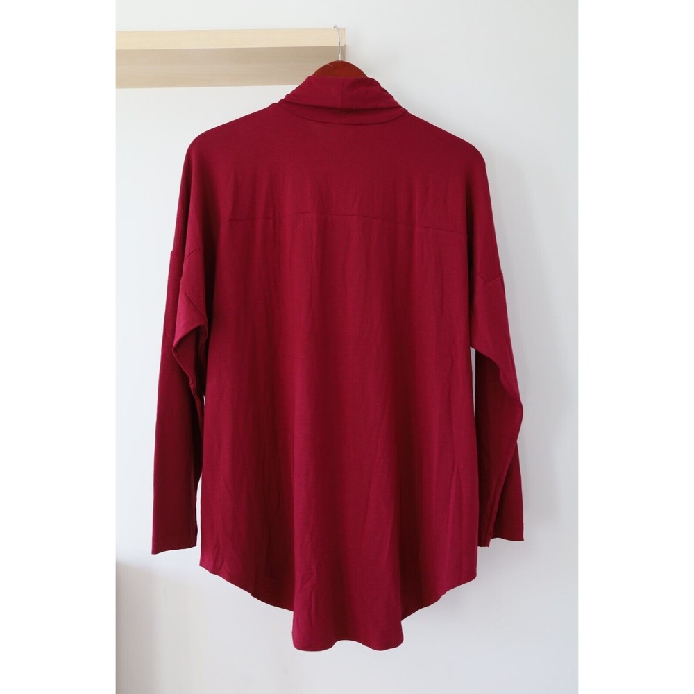 NWT EILEEN FISHER Womens XL Hibiscus Viscose Jersey High/Low Turtleneck Tunic - Picture 3 of 8